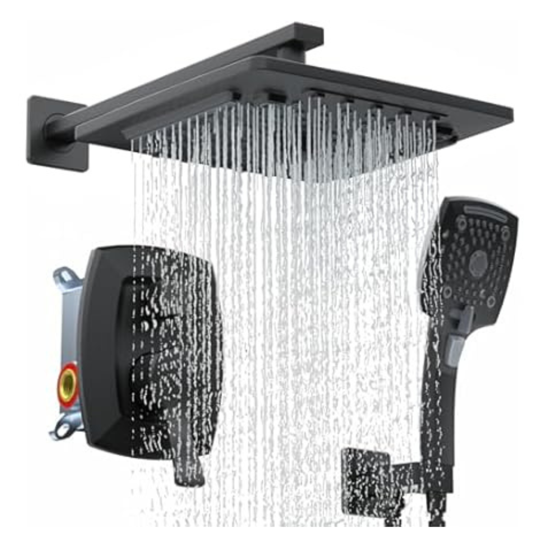 Bathroom Rainfall Shower Faucet Set With Valve Combo