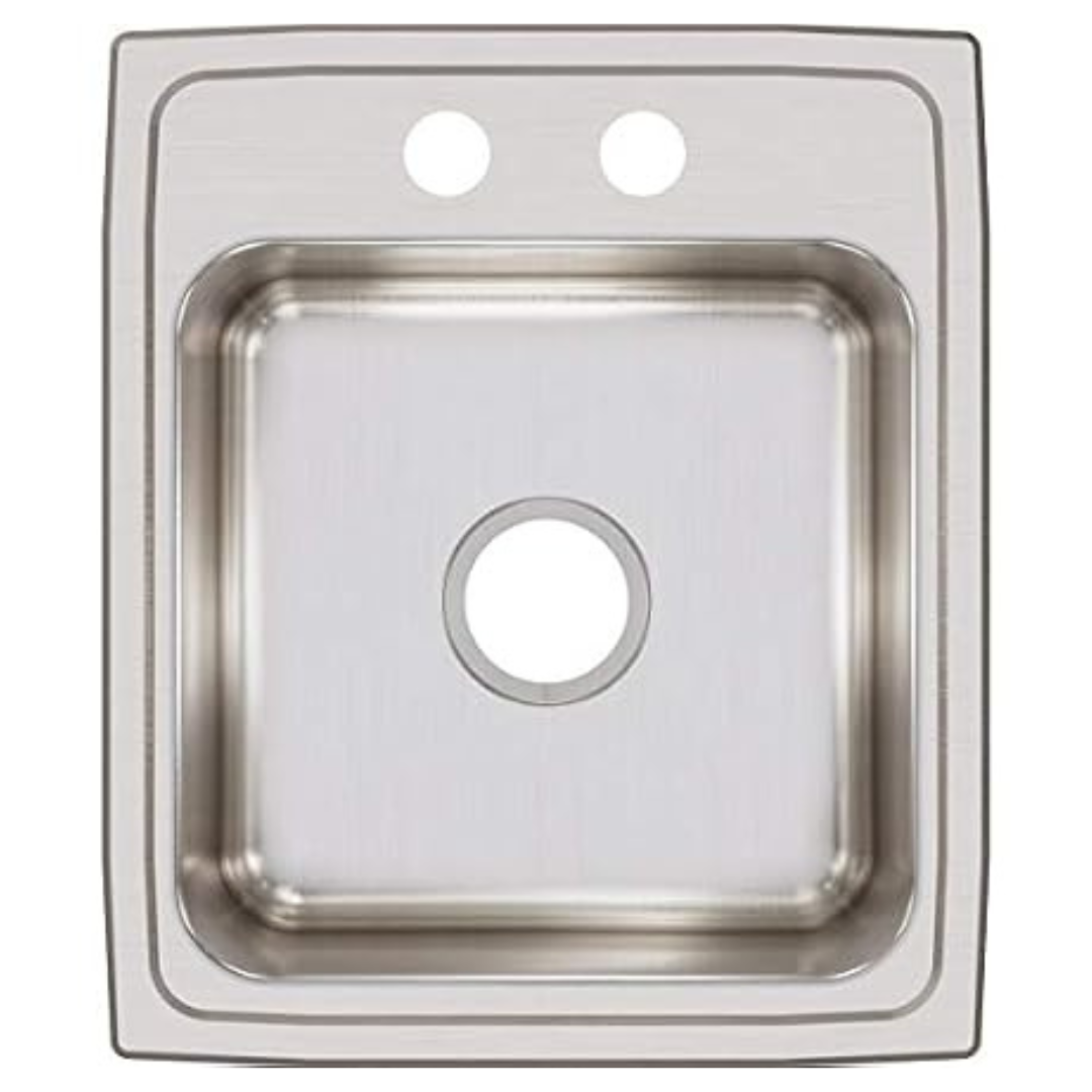 2 Holes Lustertone Stainless Steel Single Bowl Drop-in Sink