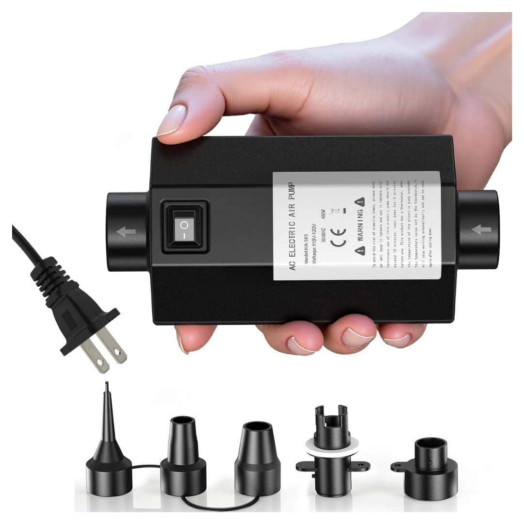 Quick-Fill Electric Air Pump For Inflatables With 5 Nozzles