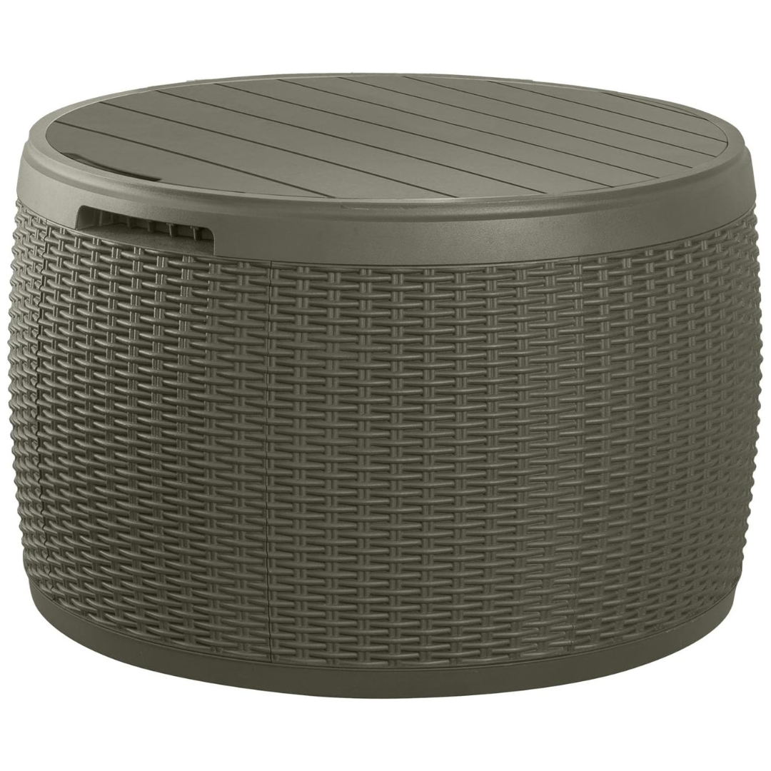Keter Circa 37 Gallon Resin Deck Box Stool W/ Rattan-Look Finish