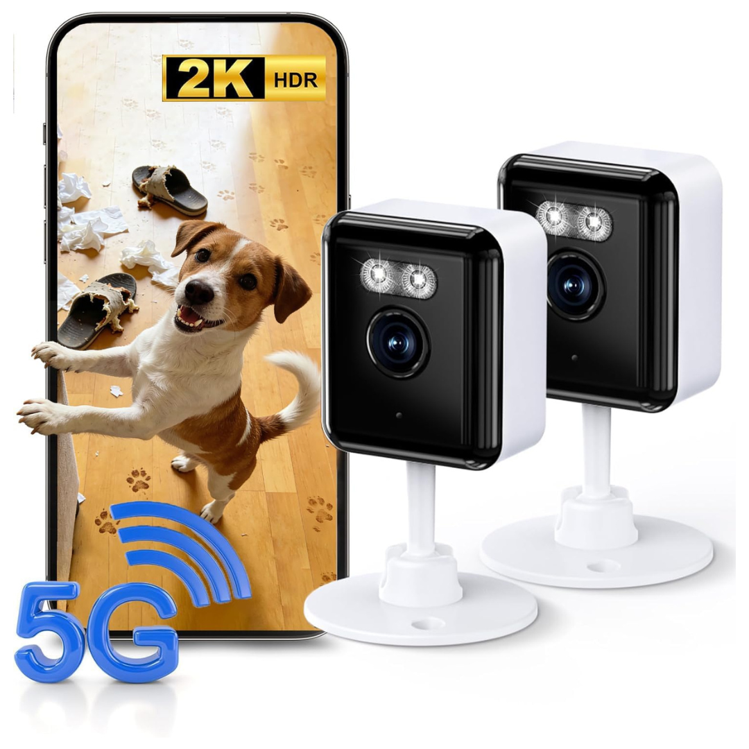 2-Pack 2K Dual-Band WiFi Indoor Security Camera