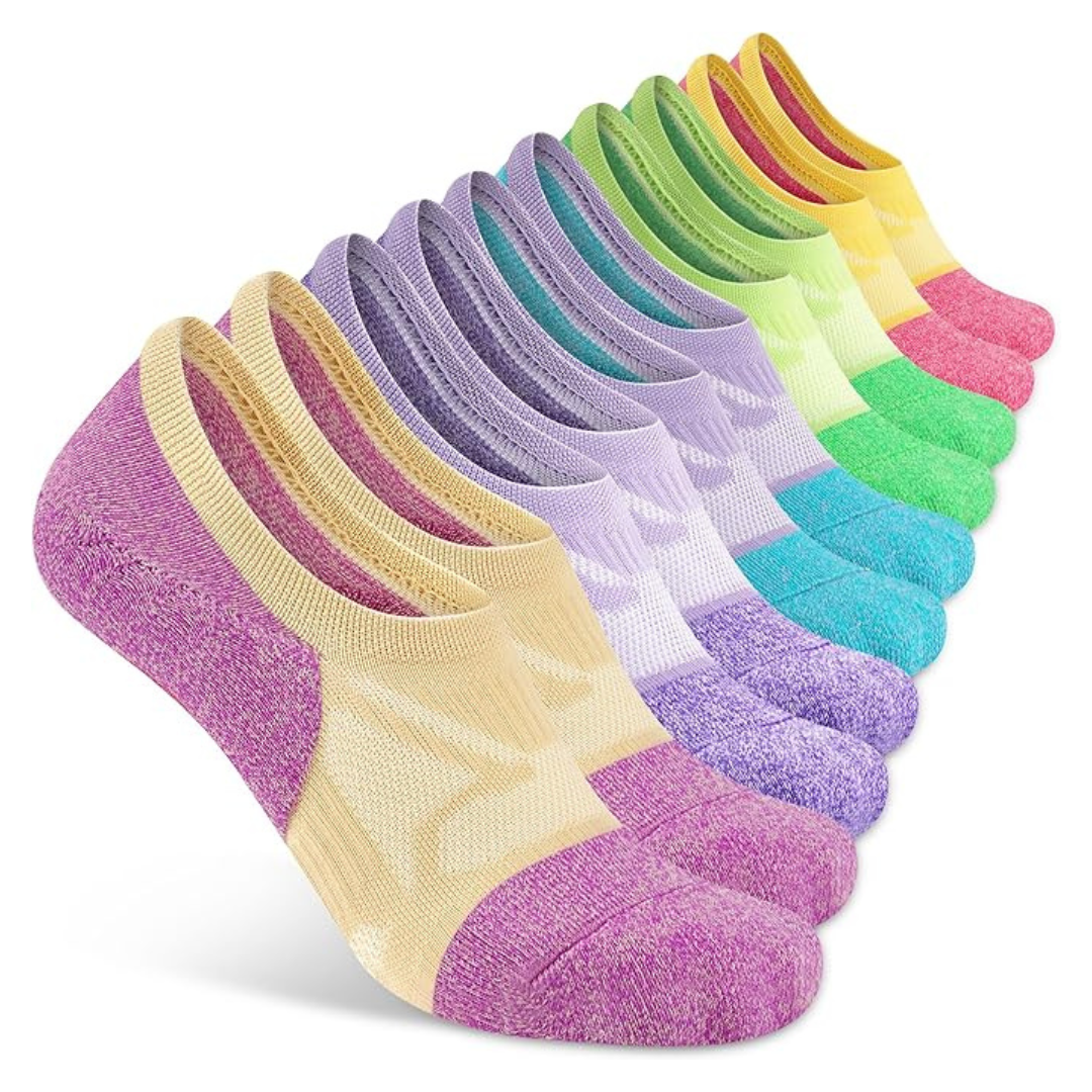 5-Pairs Women's Compression No-Show Athletic Cushioned Socks