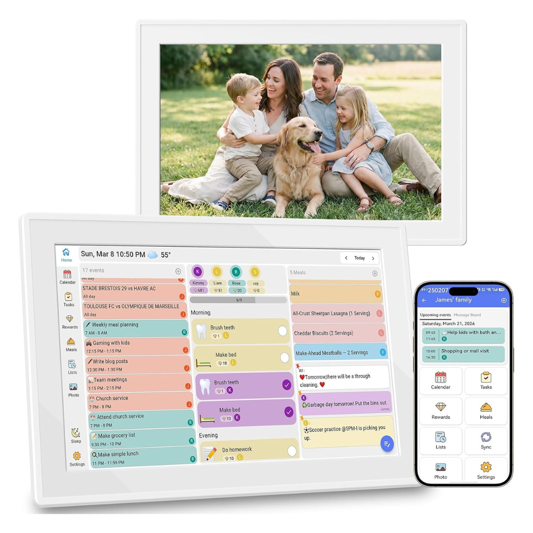 10.1" Touchscreen Smart Digital Calendar Wall Organizer