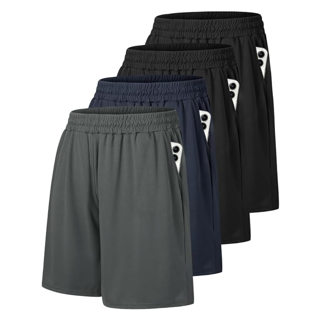 4-Pack Men's Basketball Athletic Shorts With Pockets