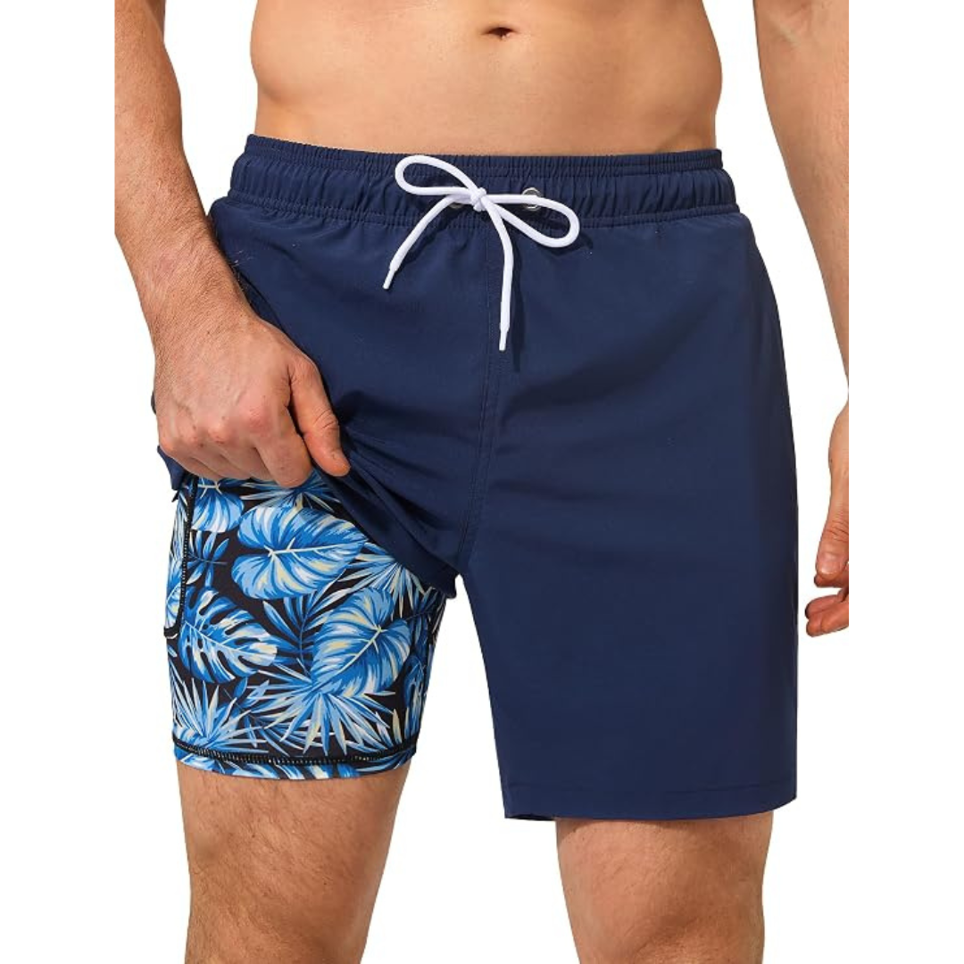7" Men's Swim Trunks W/ Compression Liner (Various Colors)