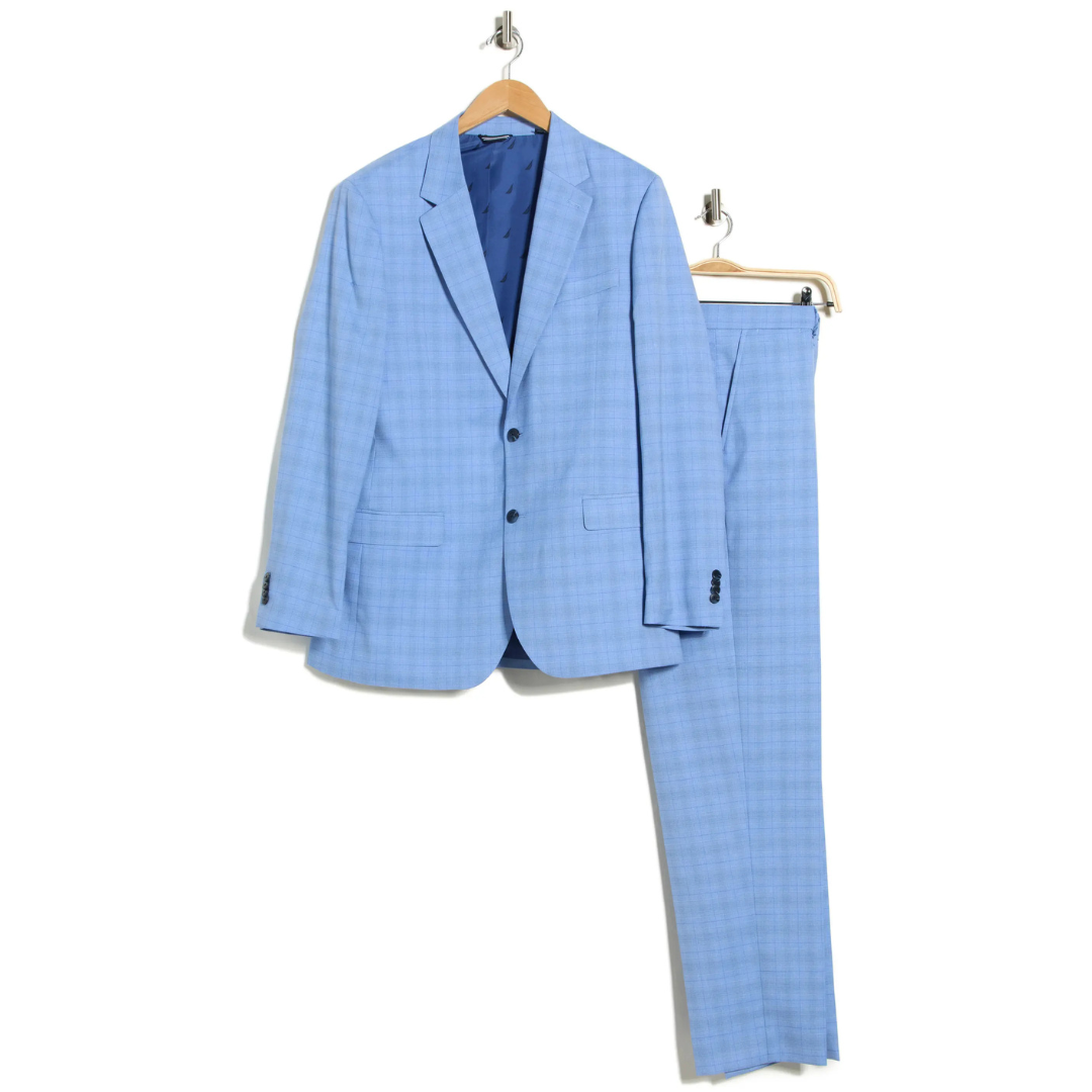 Nautica Men's Light Blue Plaid Suit