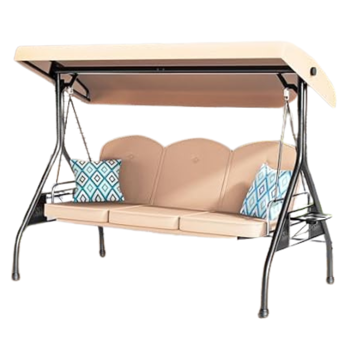 3 Seat Outdoor Porch 800lbs 2-in-1 Patio Swing Glider Chair (3 Colors)
