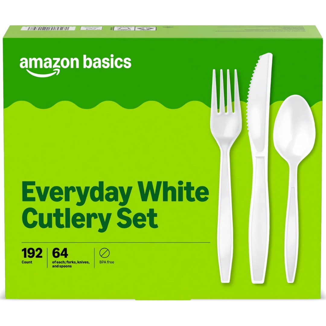 192-Count Amazon Basics Disposable Assorted Cutlery Set