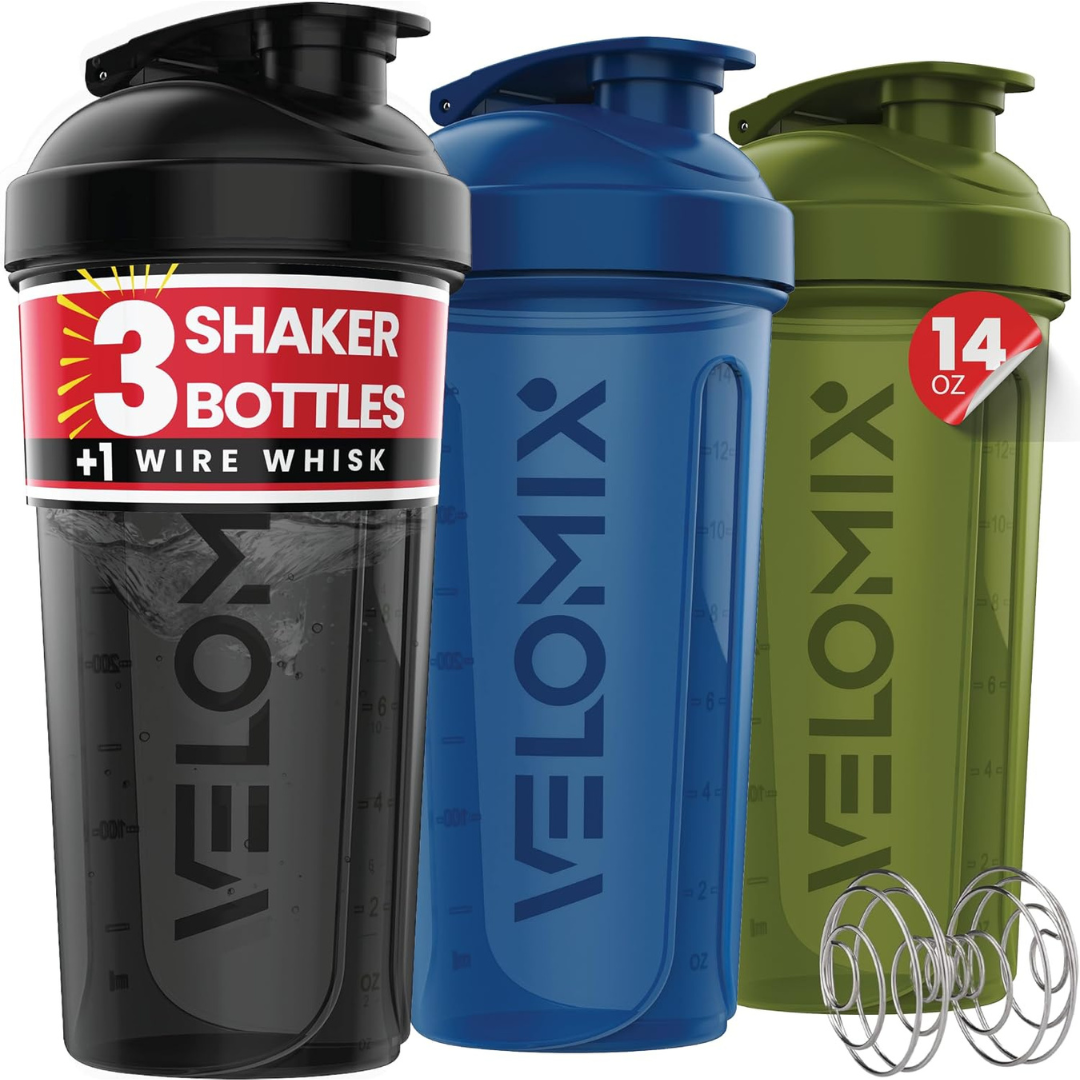 3-Pack 18 oz Velomix Protein Shaker Bottles