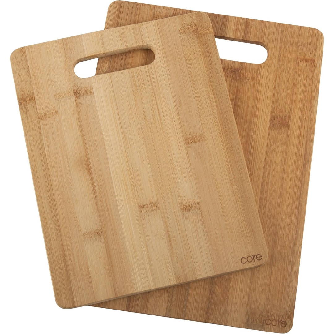 2-Pack Scratch-Resistant Bamboo Cutting Board Set