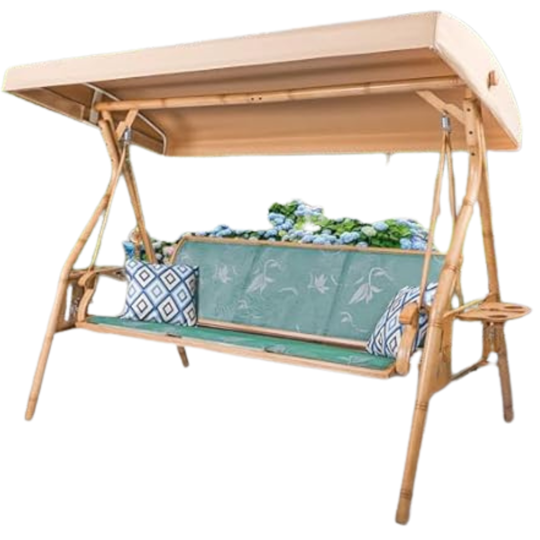 ZZW 3 Person Patio Swing Outdoor Swing with Adjustable Canopy