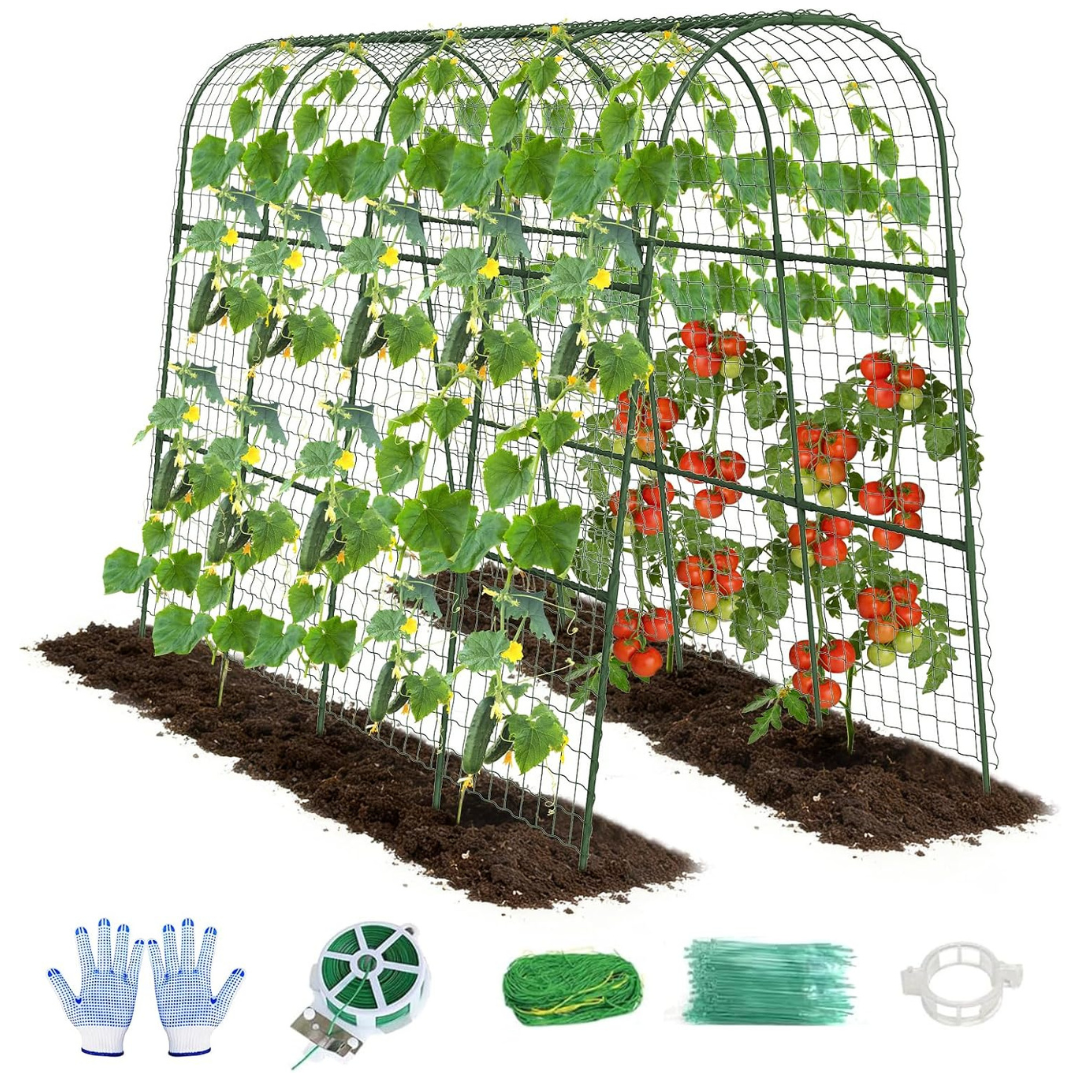 63" x 48" U-Shape Metal Garden Arch Trellis with Netting