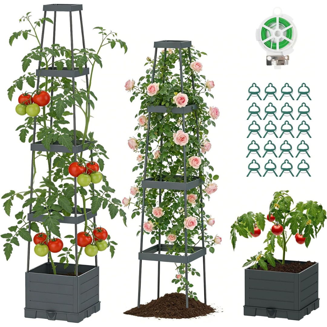 Suteck Raised Garden Bed with Trellis