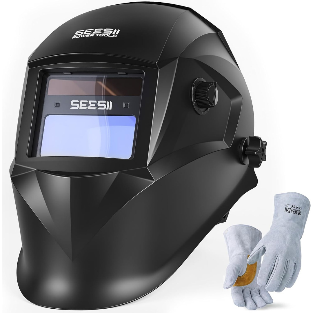 SEESII Auto-Darkening True Color Welding Helmet w/Gloves
