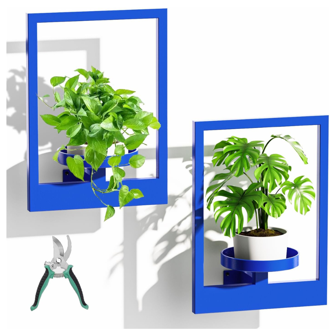 2-Piece Hanging Wall Mount Frame Decor Planter For Indoor Plants