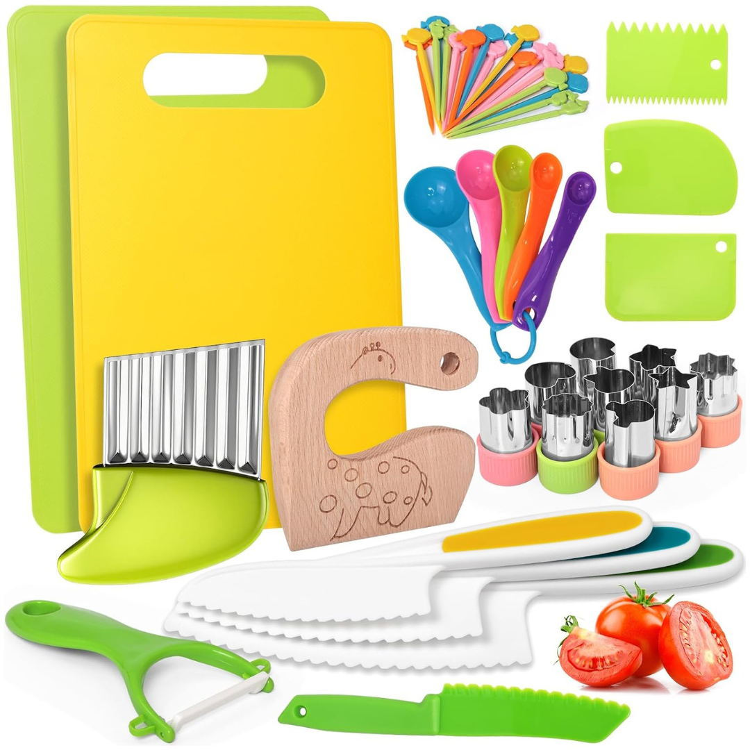 46-Piece Toddler Montessori Knife Toys Set With Cutting Board