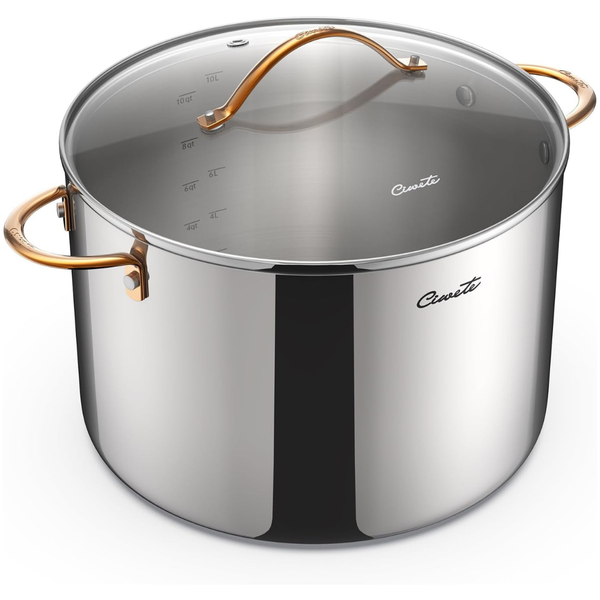 Ciwete 12QT Tri-Ply Stainless Steel Stock Pot With Lid