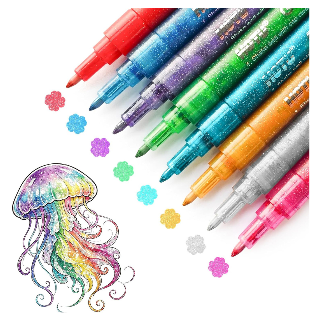 8-Pack HOTU 0.7mm Fine Tip Glitter Marker Pens8-Pack HOTU 0.7mm Fine Tip Glitter Marker Pens