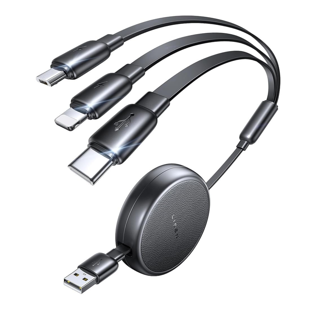 3.7-Ft Lisen 3-in-1 USB-C/Lightning/Micro-USB Retractable Multi Charging Cable