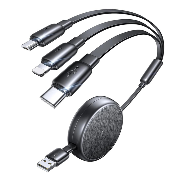 3.7-Ft Lisen 3-in-1 USB-C/Lightning/Micro-USB Retractable Multi Charging Cable