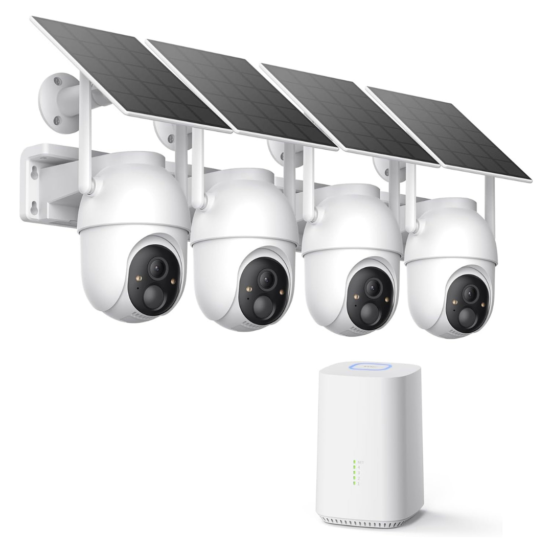 4-Pack ELYSOO Wireless Outdoor Solar Security Cameras With ElysooBase