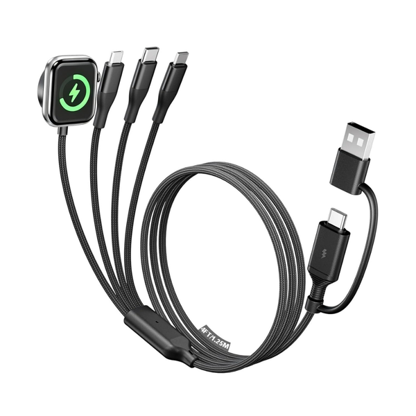 4-in-2 Multi Charging 4' Cable W/ Smartwatch Charging (3 Colors)