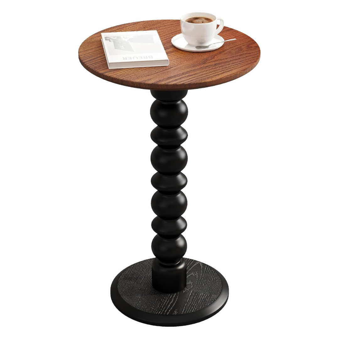 Zaowofires 11.8" X 21.65" Solid Wooden Round Side Table