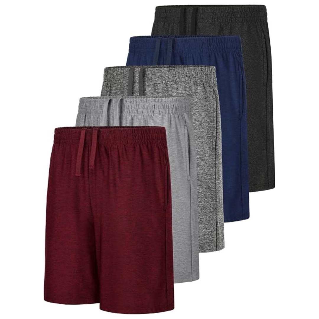5-Pack Boys Athletic Shorts With Pockets (3 Colors)