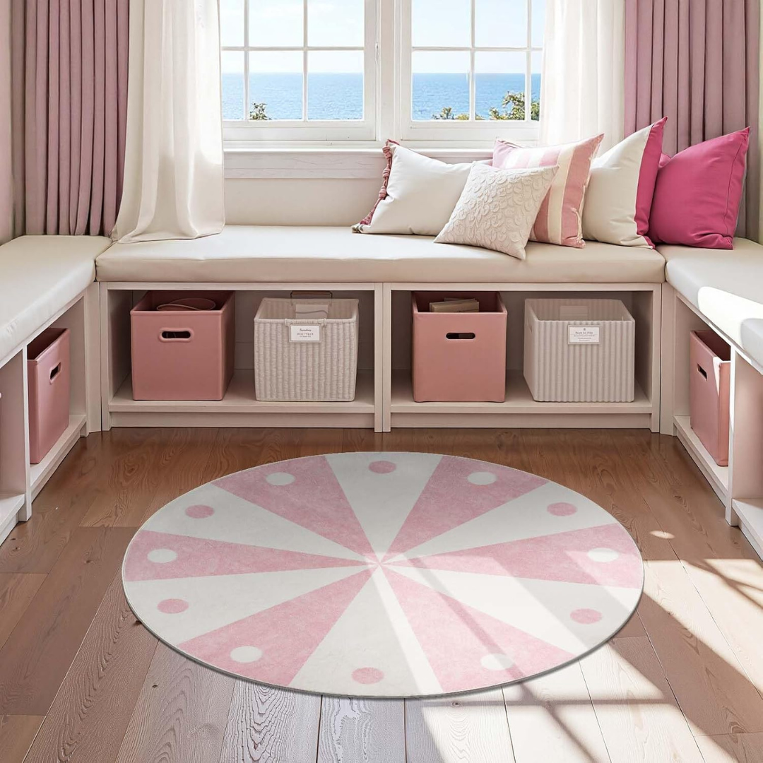 Jinchan 5ft Soft & Cozy Non-Slip Round Washable Rugs