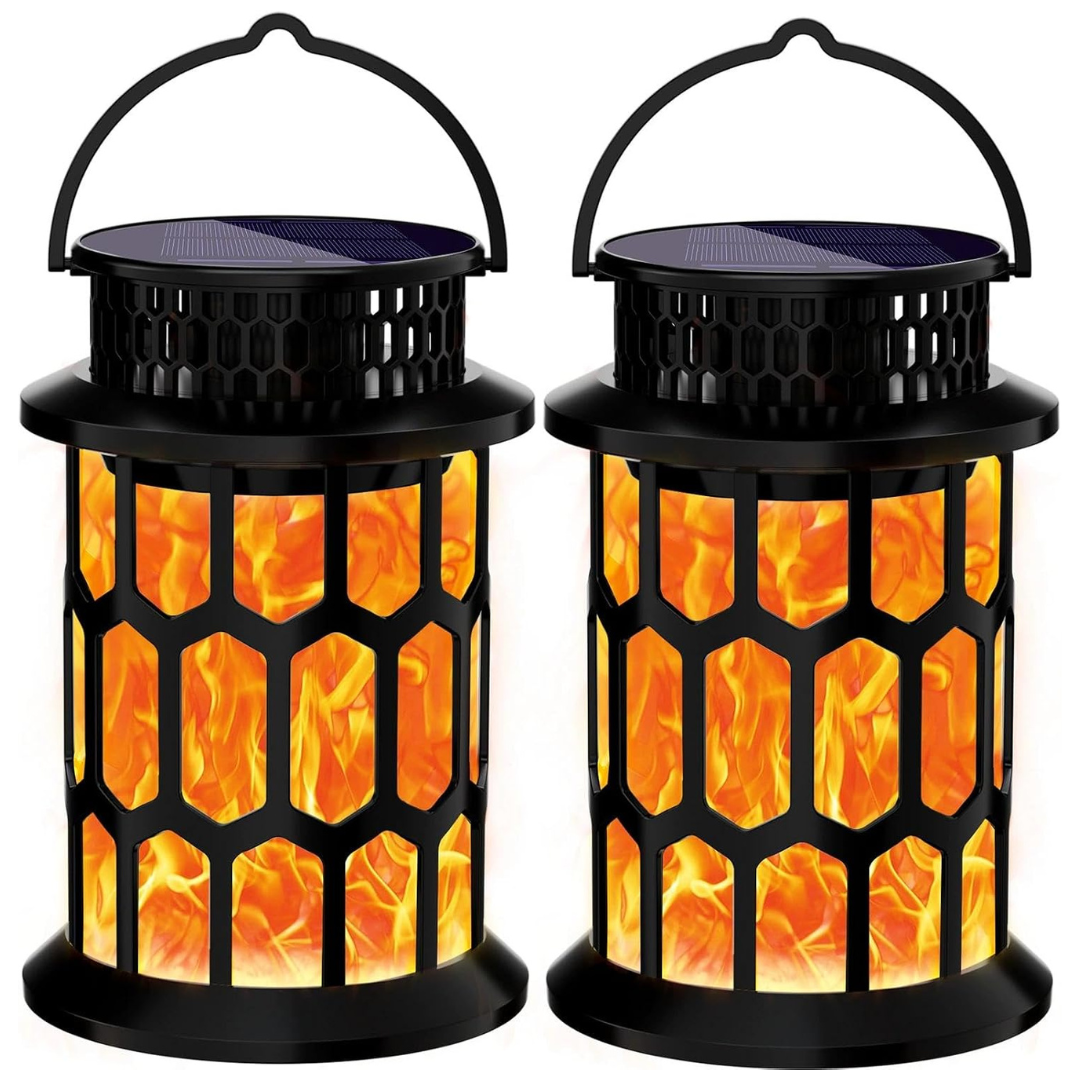 2-Pack Ootobe Solar Flame Outdoor Lanterns Lights