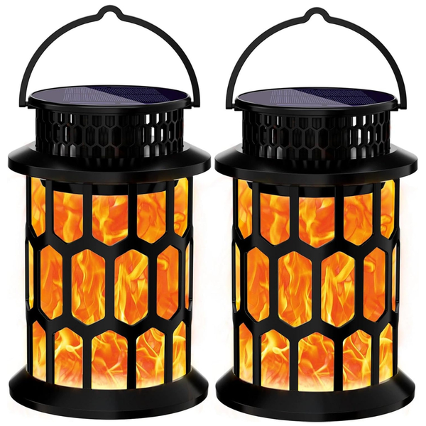2-Pack Ootobe Solar Flame Outdoor Lanterns Lights