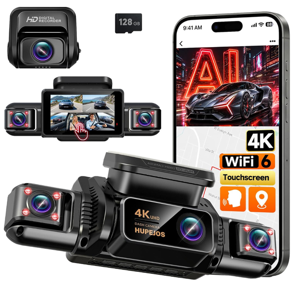 Hupejos 4K 360 View Dash Cam 4 Channel Camera