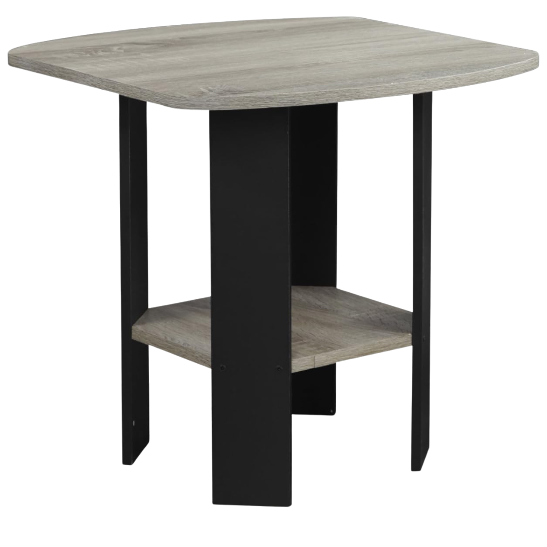 Furinno Simple Design 2-Tier Side Table W/ Open Shelves & Soft Edges