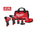 Kit de taladro percutor inalámbrico y destornillador de impacto Milwaukee M12 Fuel de 12 V