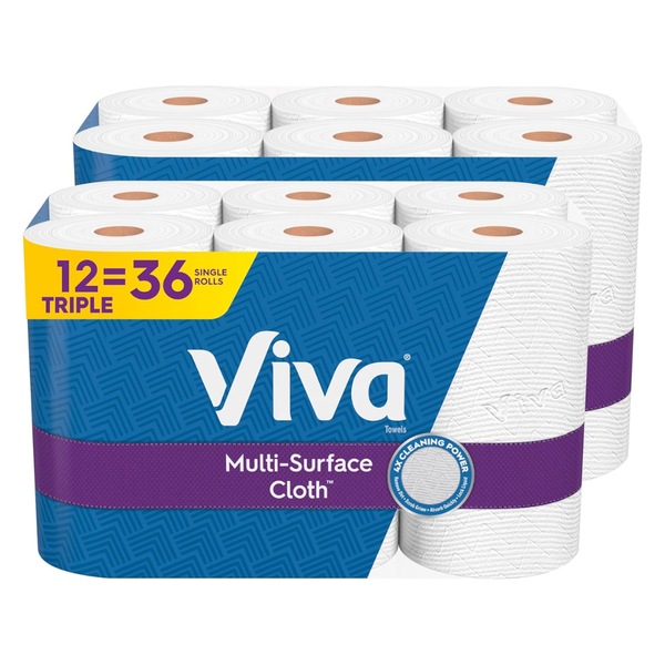 12 Triple Rolls Of Viva Multi-Surface Cloth Paper Towels