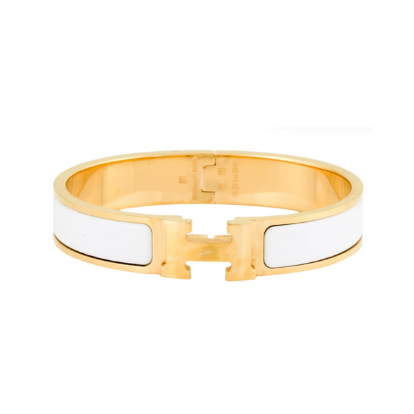 Pulsera Hermes Esmalte Clic H en Blanco