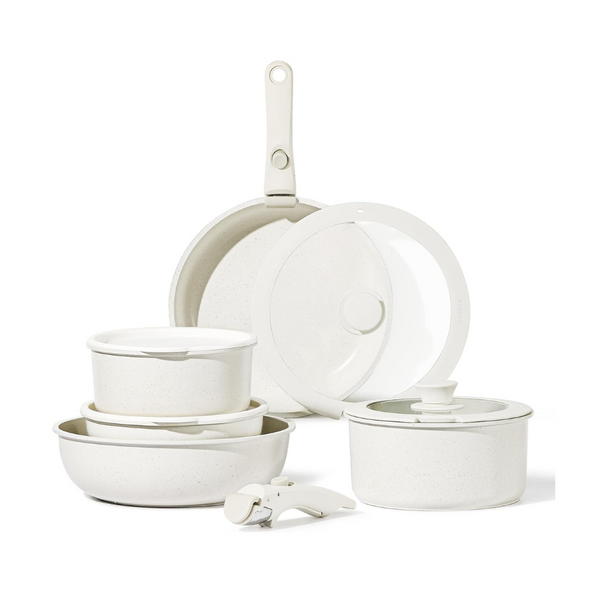 Juego de utensilios de cocina de granito antiadherente Carote de 11 piezas con mangos desmontables