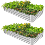 2-Pack Land Guard Galvanized Metal Raised Garden (6ft x 3ft x1ft)