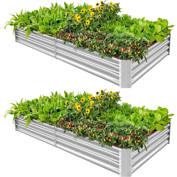 2-Pack Land Guard Galvanized Metal Raised Garden (6ft x 3ft x1ft)