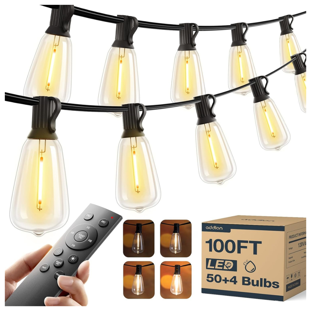 100ft (50ft x 2) LED Outdoor Waterproof String Lights