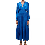 Maje Satin Shirred Maxi Dress
