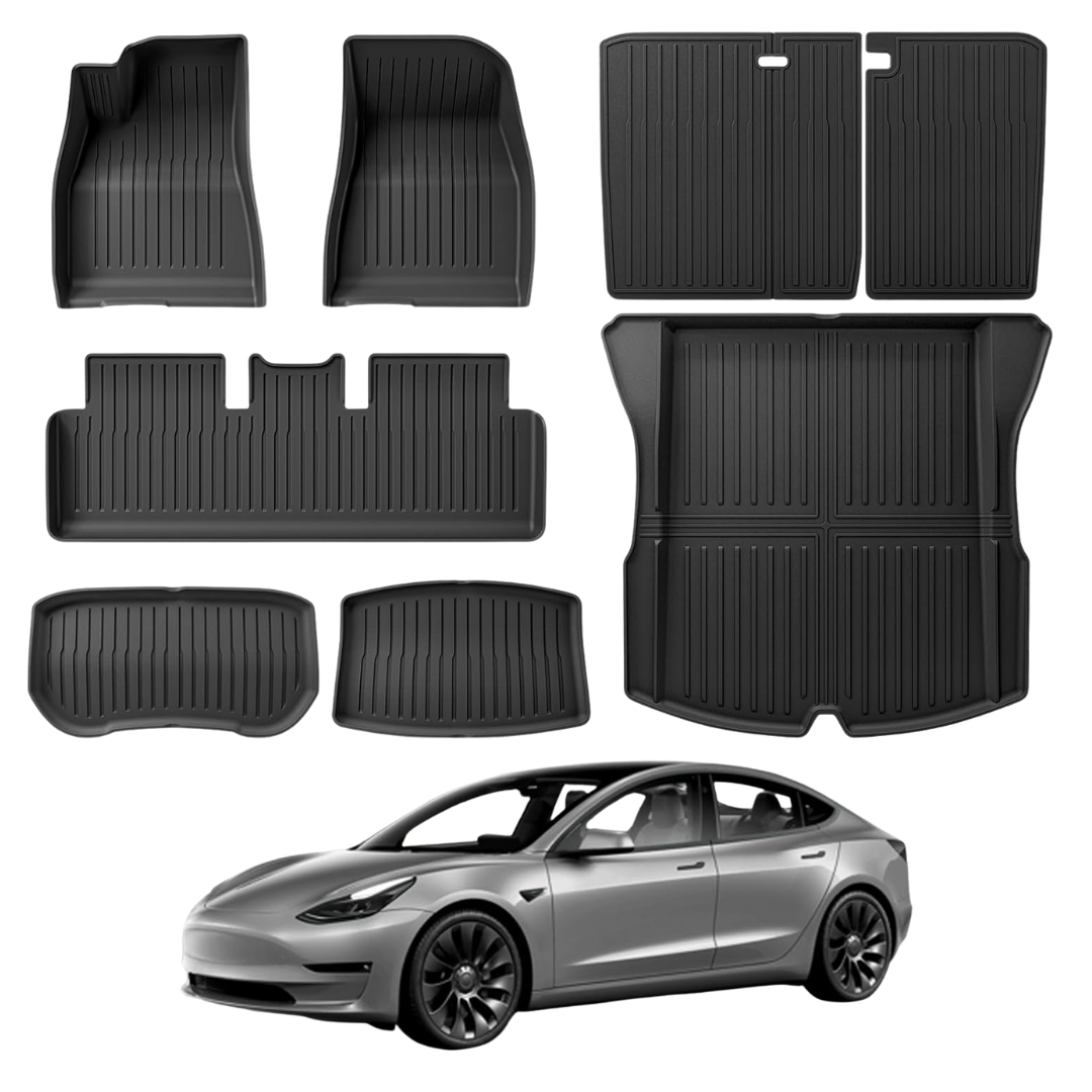 8-Pack Floor Mats Fit For Tesla Model 3 Highland 2025 2024