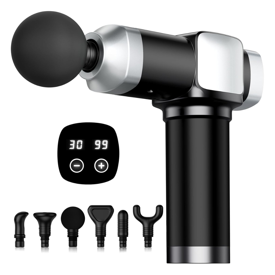 CAMEFER Deep Tissue Massage Gun With 30 Speeds And 6 Attachments