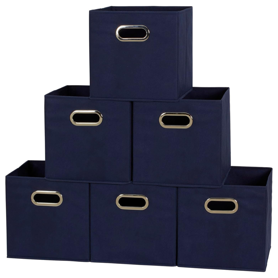 Set Of 6 Household Essentials Foldable Fabric Storage Bins With Handles