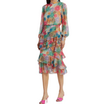 Saloni Ruffled Silk Midi Dress
