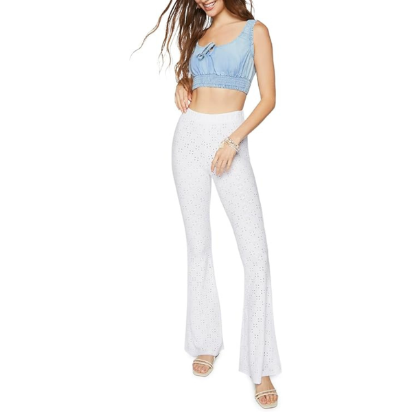 Forever 21 Pointelle High-Rise Flare Pants