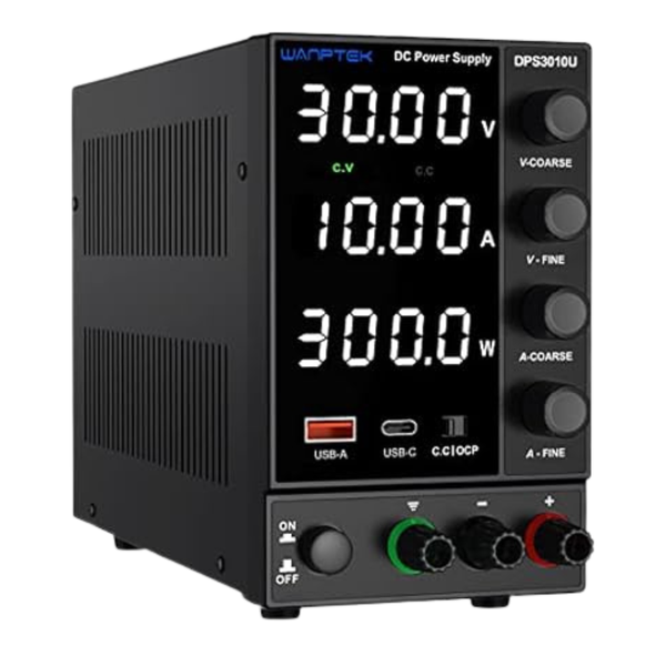 Wanptek 30V 10A Adjustable DC Power Supply With USB & Type-C