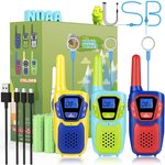 3-Pack Kids Rechargeable Shockproof NOAA Walkie Talkie