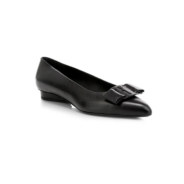 Ferragamo Viva Bow Leather Ballerina Flats