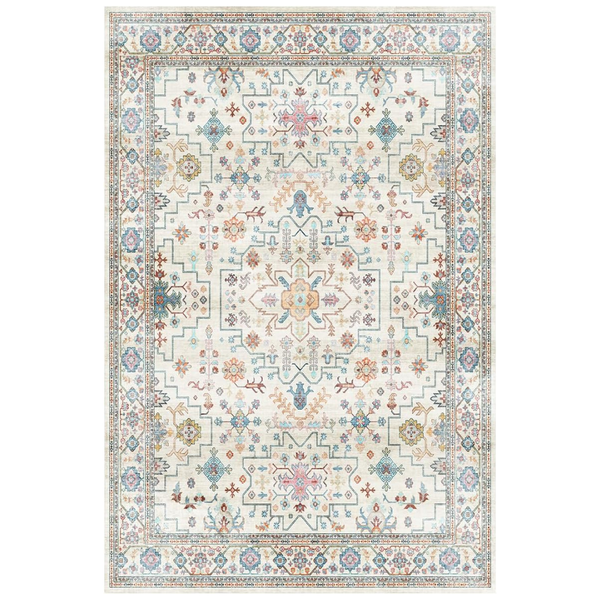 2' x 3' Washable Non-Slip Entryway Rug (Multi/Ivory)